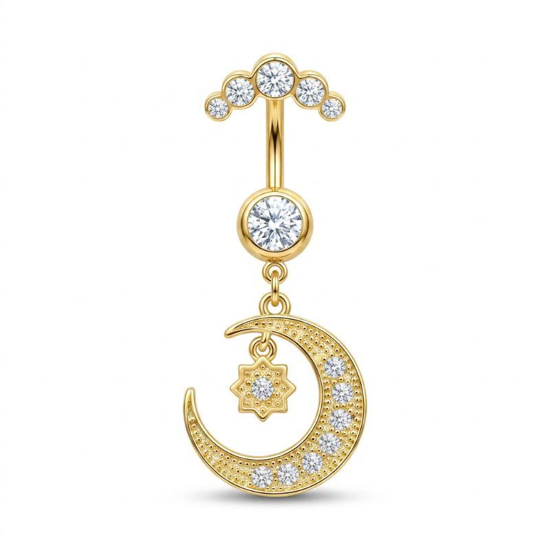 Body Jewelry Tunnels - 5 قطع من حلقات السرة المرصعة