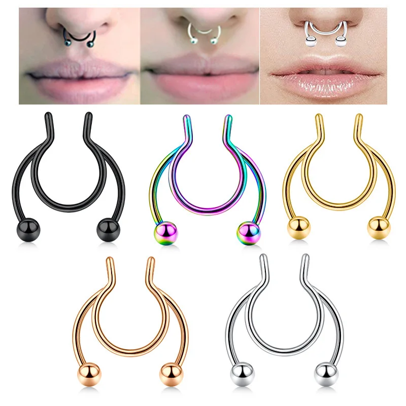 Body Jewelry Nose - U على شكل حلقة الأنف وهمية