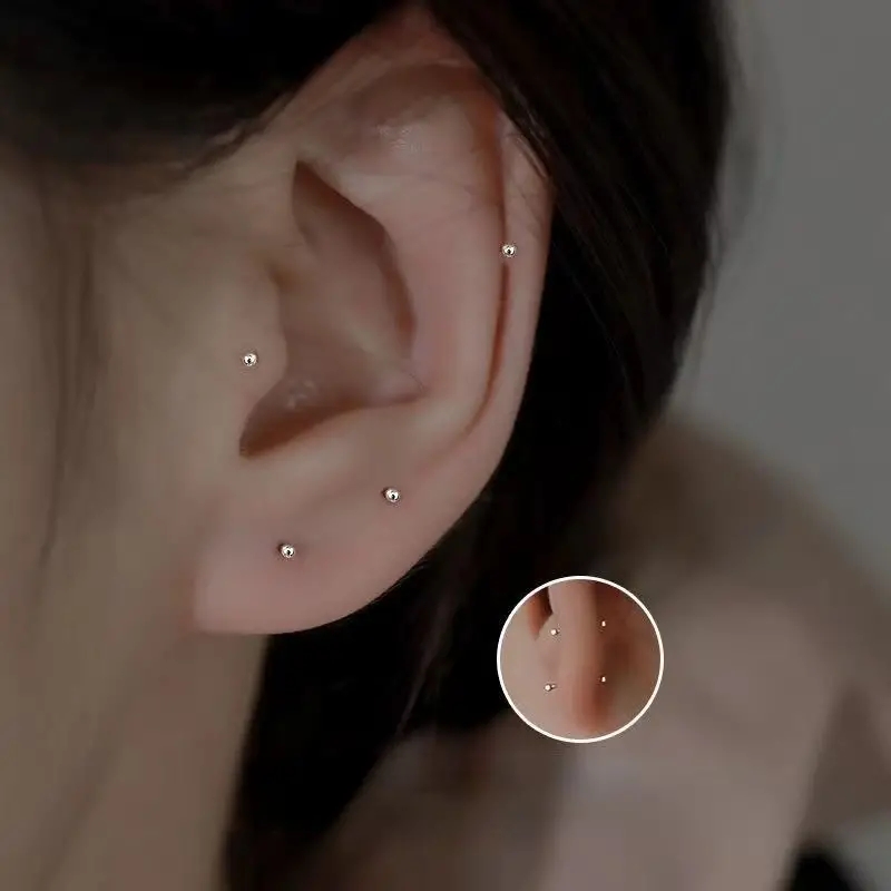 Body Jewelry Implants - 2 قطعة ثقب الأذن الفضة إبرة