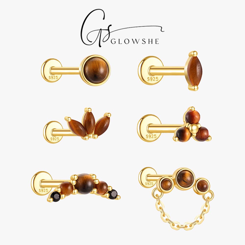 Body Jewelry Quality - Glowshe 100% 925 فضة عين النمر