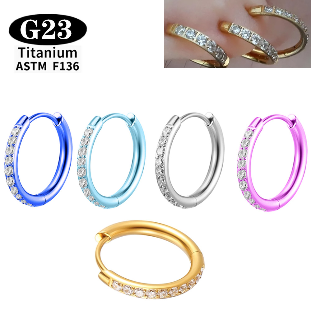 Body Jewelry Quality - حلقة أنف دائرية مفصلية من التيتانيوم