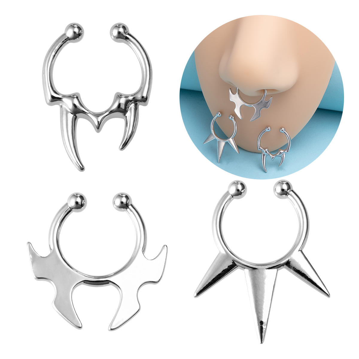 Body Jewelry Implants - 1-3 قطعة مشبك وهمية على حلقات