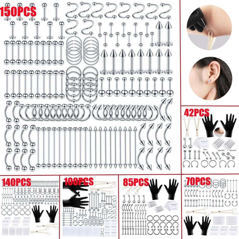 Body Jewelry Nose - طقم أدوات ثقب الجسم 150/140/85/70/42 قطعة،