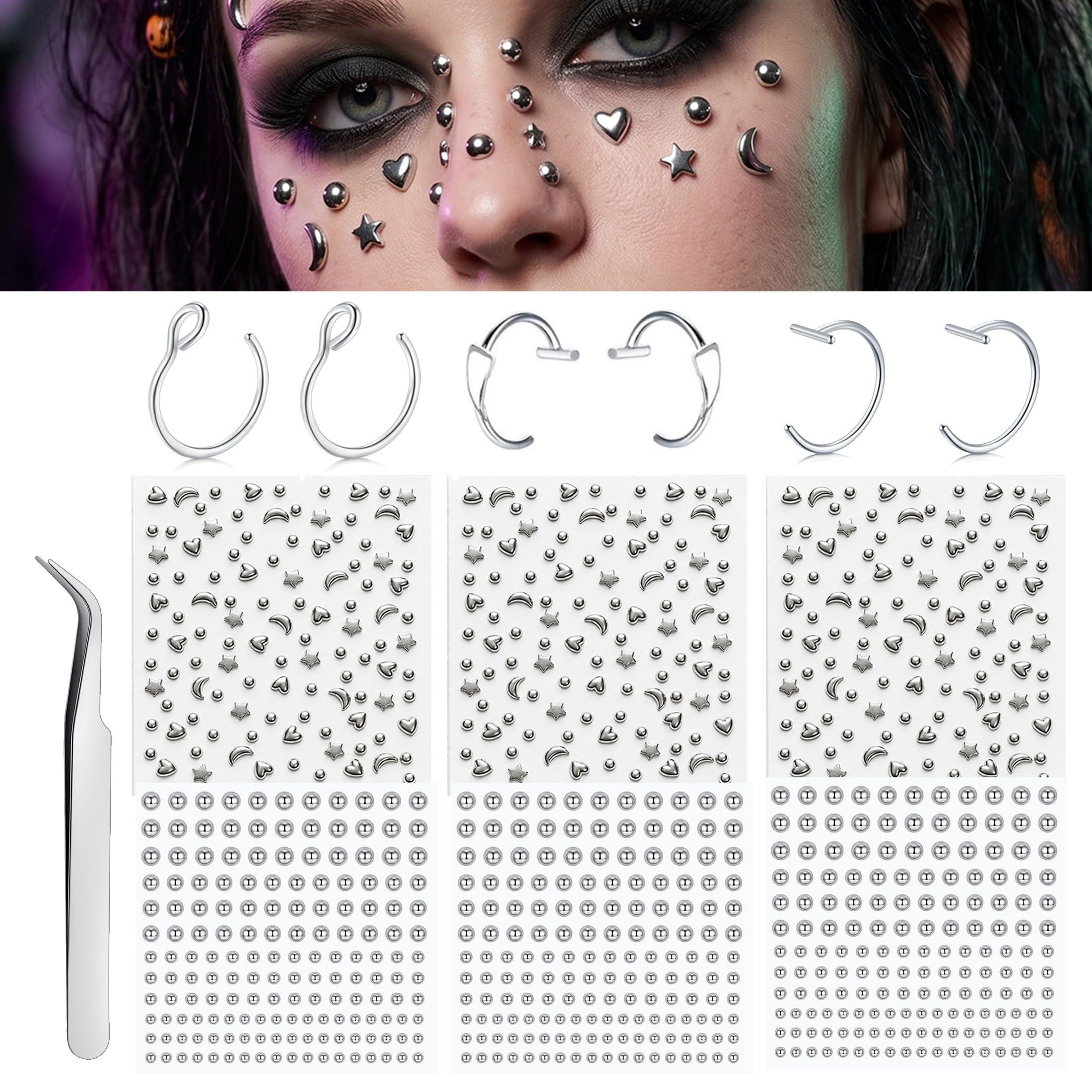 Body Jewelry Nose - كرات ثقوب وهمية لاصقة للأنف، حلقات