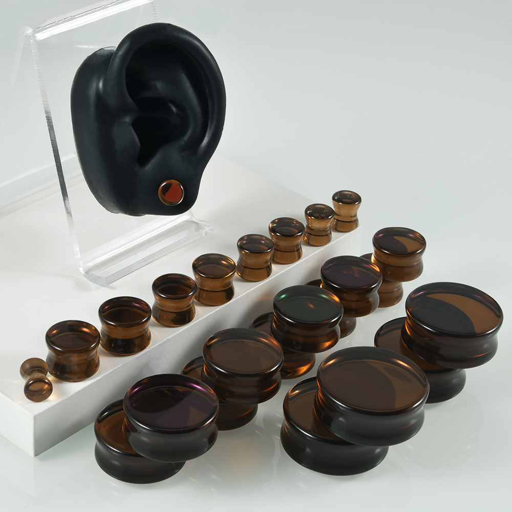 Body Jewelry Quality - قزحي الألوان الزجاج الأذن المقابس للرجل