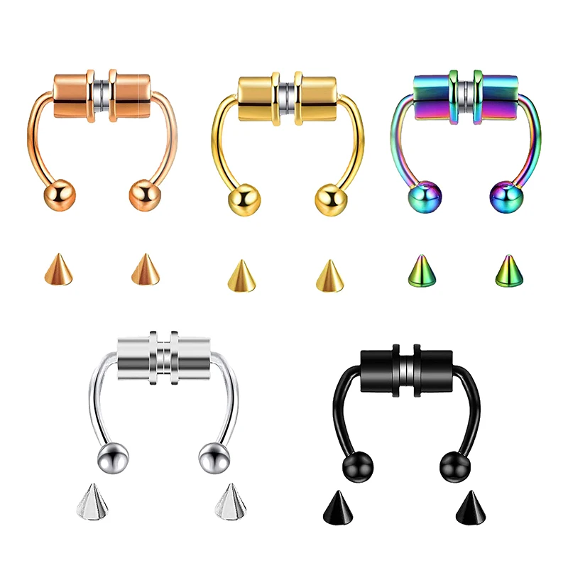 Body Jewelry Nose - وهمية ثقب الأنف الدائري هوب الحاجز
