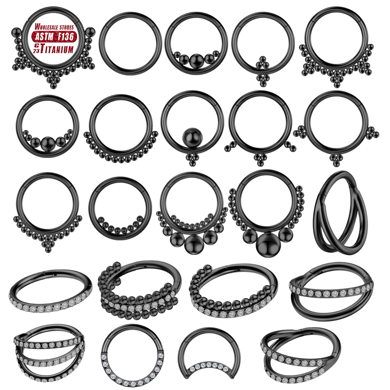 Body Jewelry Implants - F136 التيتانيوم ثقب الأنف الأسود الدائري