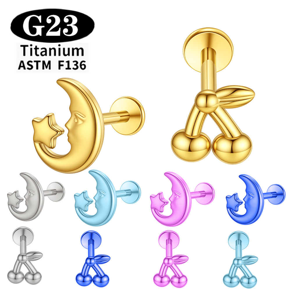 Body Jewelry Implants - حلية أذن/شفة/أنف من التيتانيوم المطلي بالأنودة