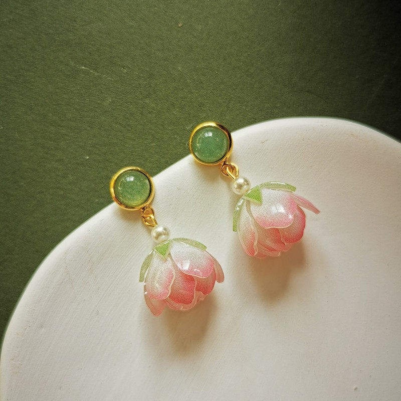 Body Jewelry Wholesale - أقراط زهرة اللوتس الفريدة للنساء، أقراط