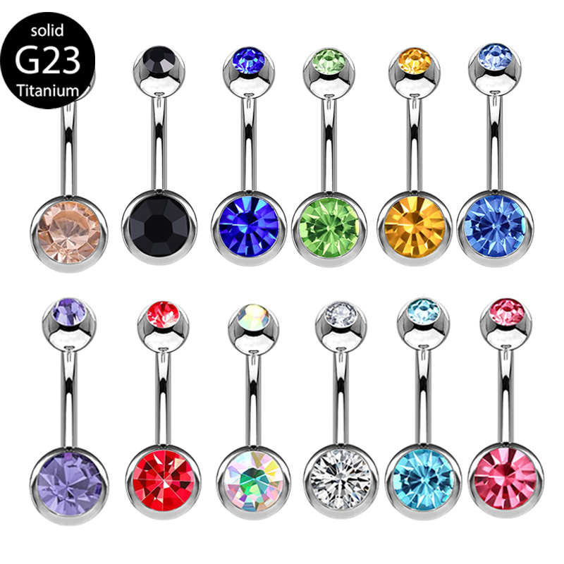 Body Jewelry Quality - G23 التيتانيوم مزدوجة جوهرة البطن زر