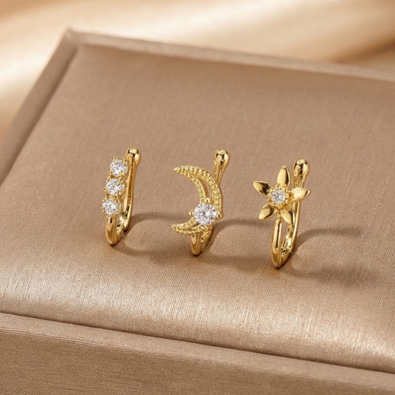 Body Jewelry Nose - طقم مشبك أنف فاخر من 3