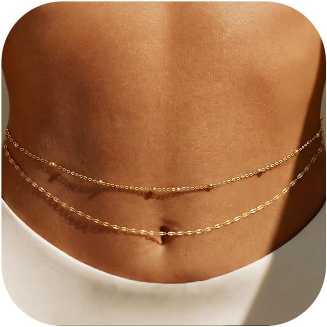 Body Jewelry Usa - سلسلة خصر مطلية بالذهب عيار 14