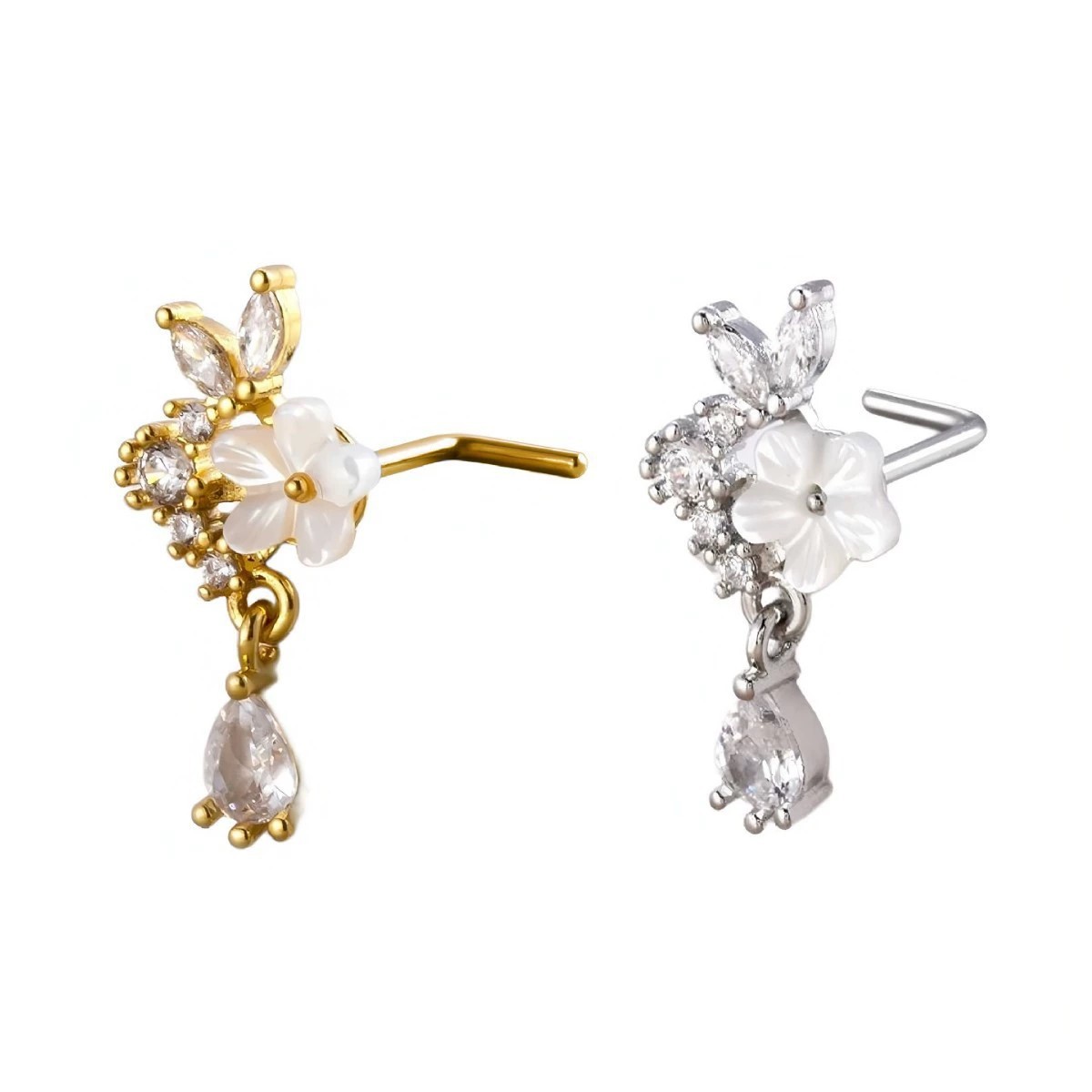 حلقة أنف ذهبية على شكل زهرة مع - مراجعة Body Jewelry Nose وسعره