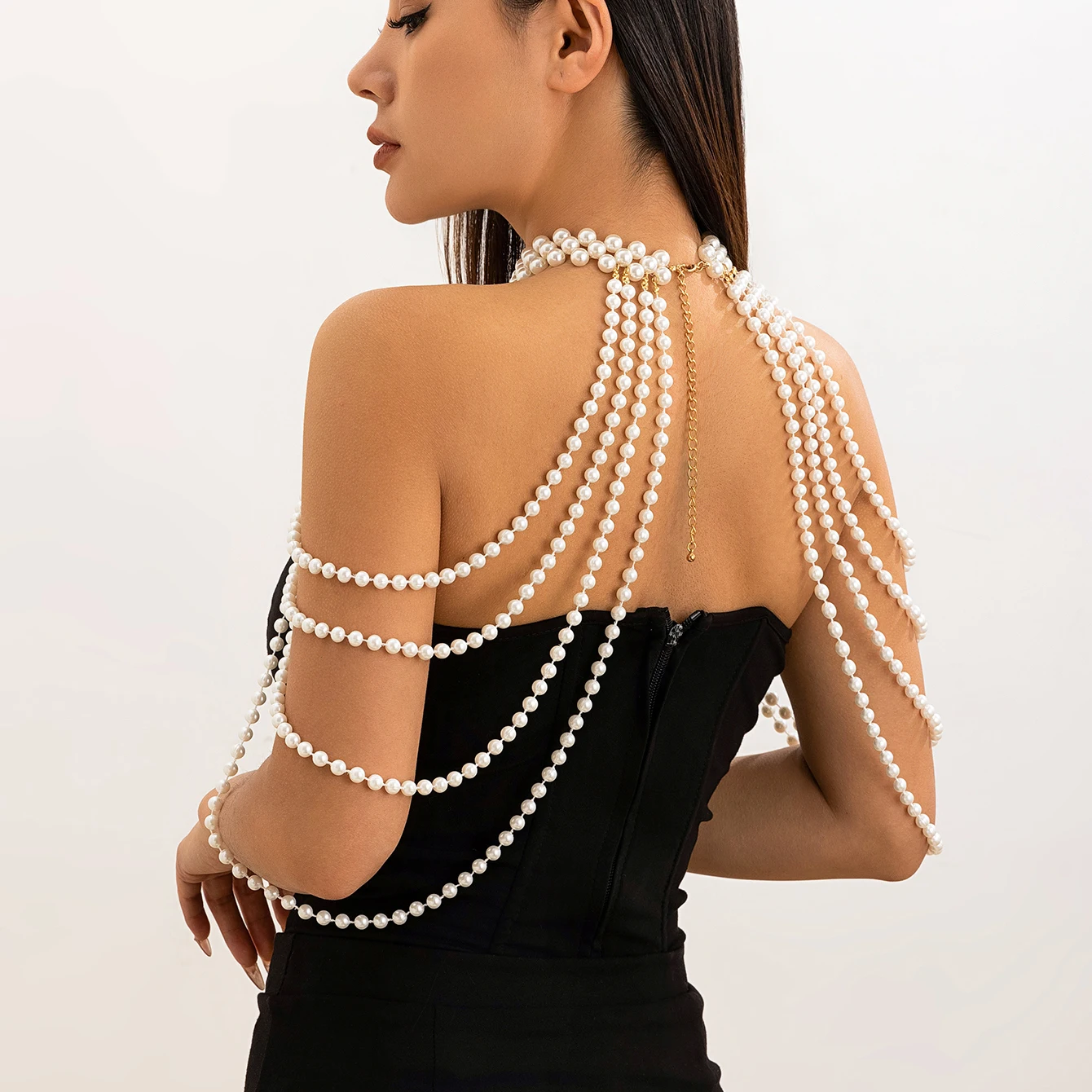 سلسلة كتف للعروس بشرّابات ولؤل - مراجعة Body Jewelry Necklace وسعره