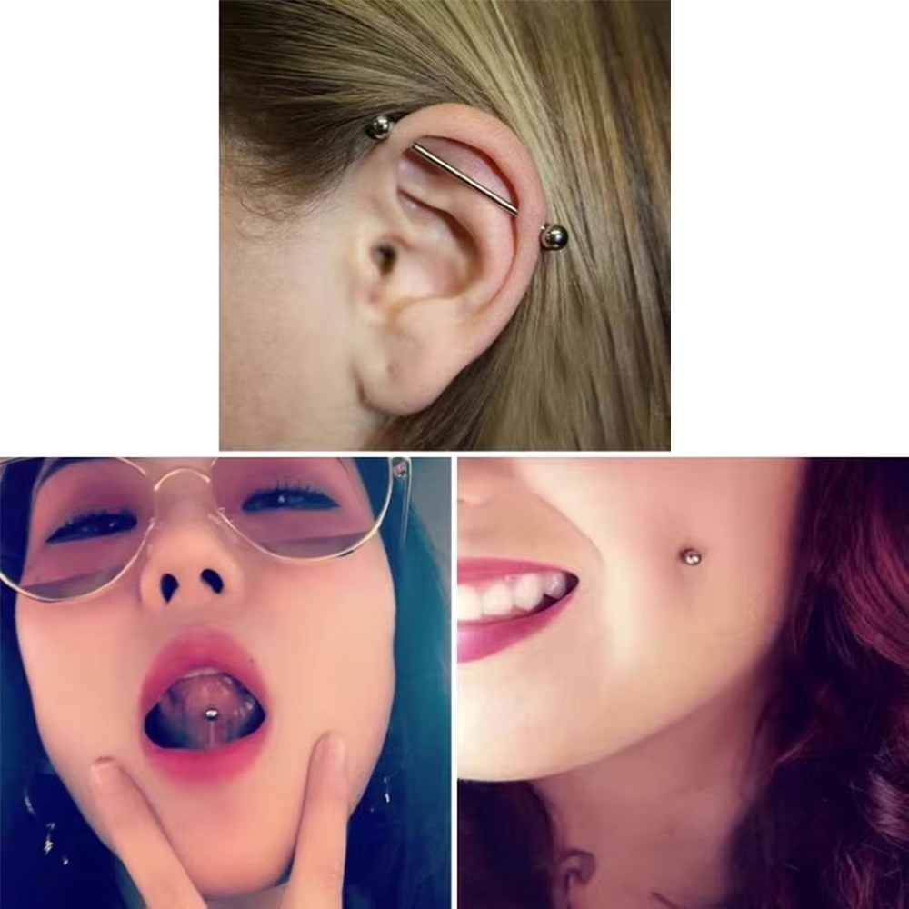 قطعتان/مجموعة من حلقات اللسان  - مراجعة Body Jewelry Implants وسعره