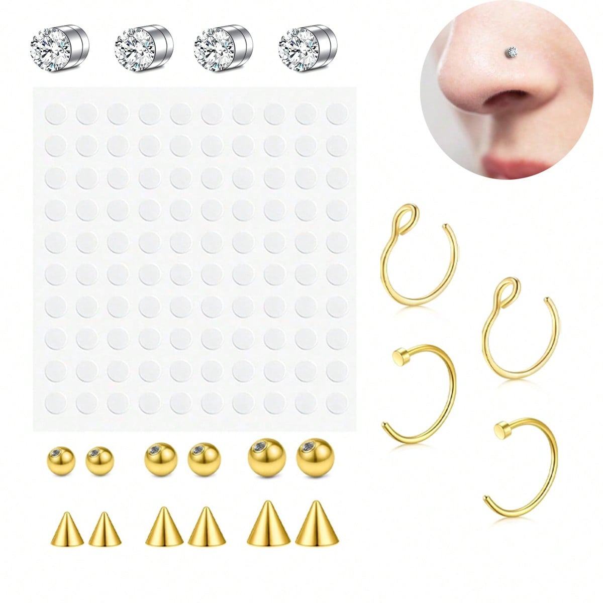 حلقات أنف وفواصل أنفية وهمية ل - مراجعة Body Jewelry Nose وسعره