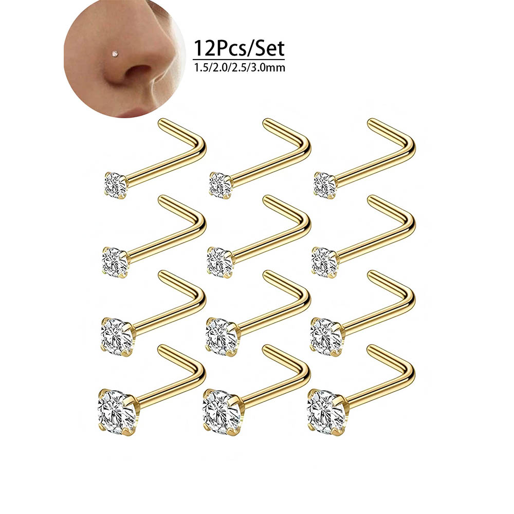 12 قطعة مجموعة كاملة 316L هيبو - مراجعة Body Jewelry Nose وسعره